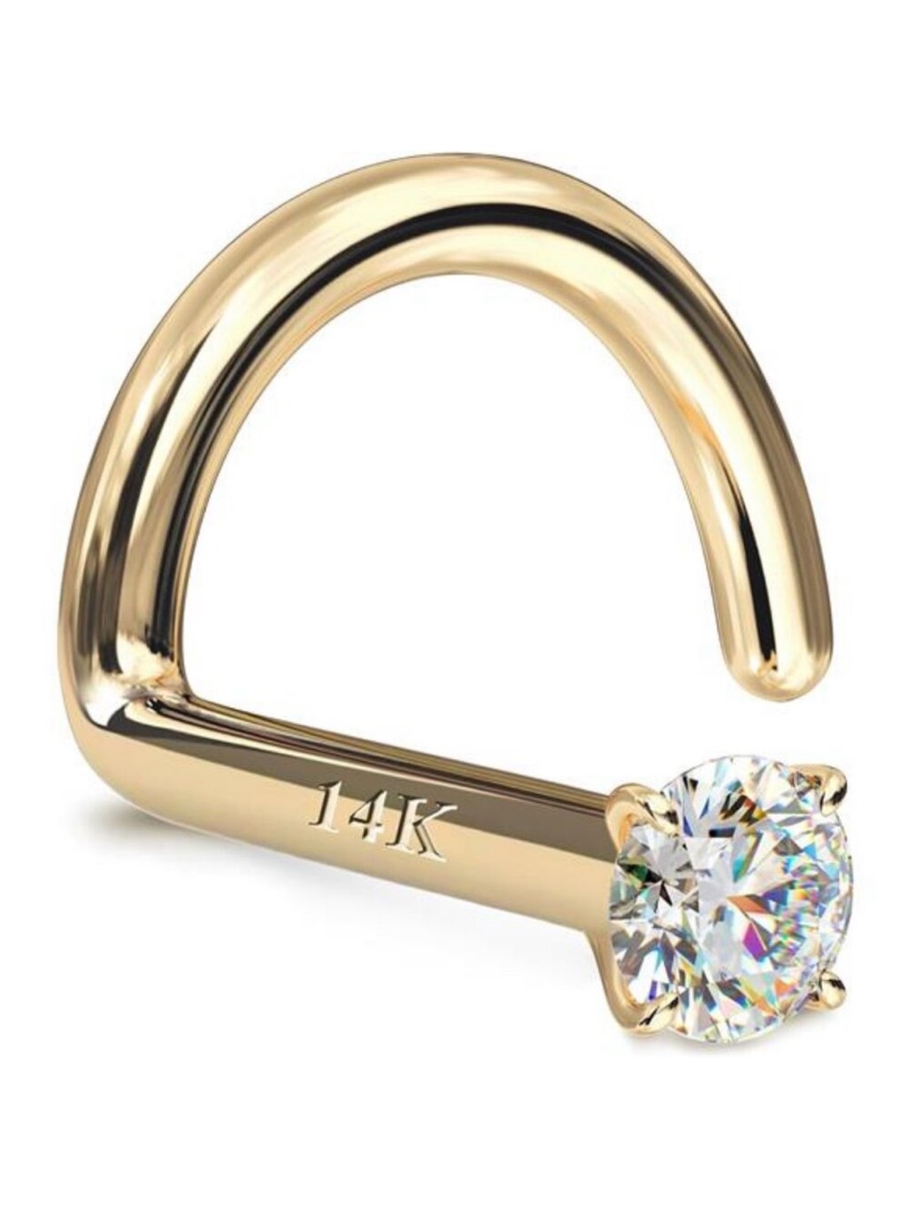 14k Gold Nose Rings Studs  Solid Gold 18g Screw Nose Rings Simulated